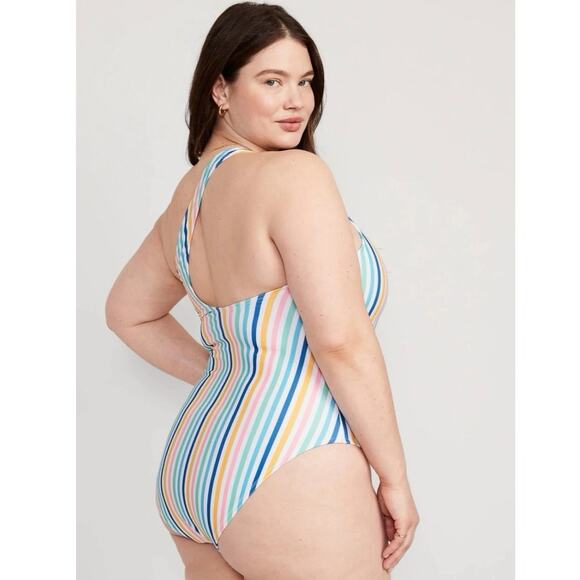 NWT Old Navy Womens One Shoulder Multi Stripe One Piece Swimsuit Size XXL - Picture 8 of 11